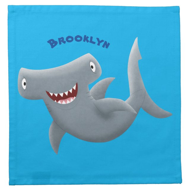Funny cute Hammerhead shark cartoon Cloth Napkin (Front)