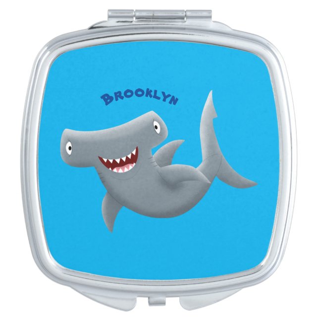 Funny cute Hammerhead shark cartoon  Compact Mirror (Front)