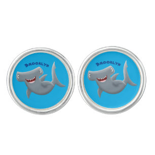 Funny cute Hammerhead shark cartoon Cufflinks