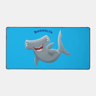 Funny cute Hammerhead shark cartoon Desk Mat