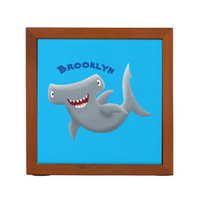 Funny cute Hammerhead shark cartoon Desk Organizer (Front)