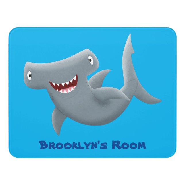 Funny cute Hammerhead shark cartoon  Door Sign (Contemporary Front)