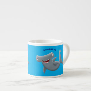 Funny cute Hammerhead shark cartoon Espresso Cup