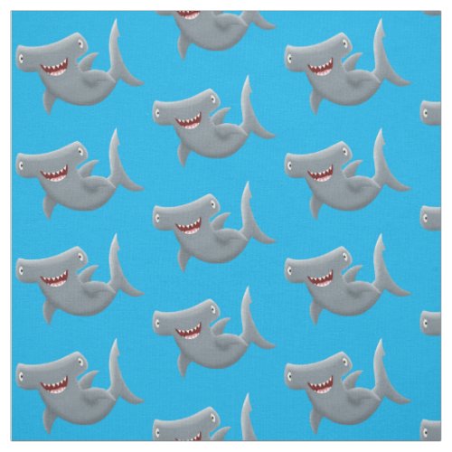 Funny cute Hammerhead shark cartoon Fabric