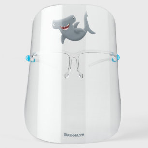 Funny cute Hammerhead shark cartoon Face Shield