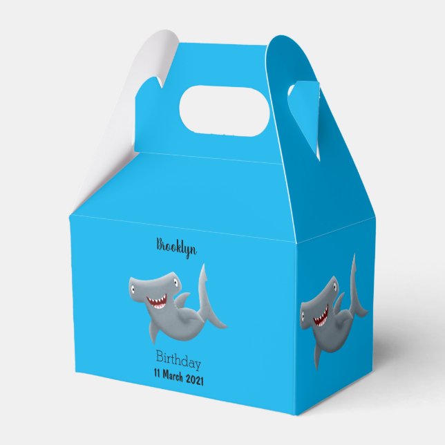 Funny cute Hammerhead shark cartoon Favor Boxes (Front Side)