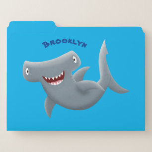 Funny cute Hammerhead shark cartoon File Folder
