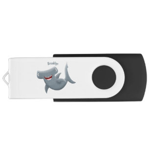 Funny cute Hammerhead shark cartoon Flash Drive