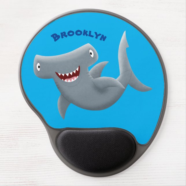 Funny cute Hammerhead shark cartoon Gel Mouse Pad (Front)