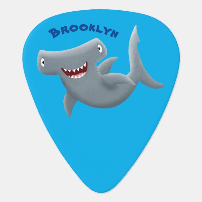 Funny cute Hammerhead shark cartoon Guitar Pick (Front)