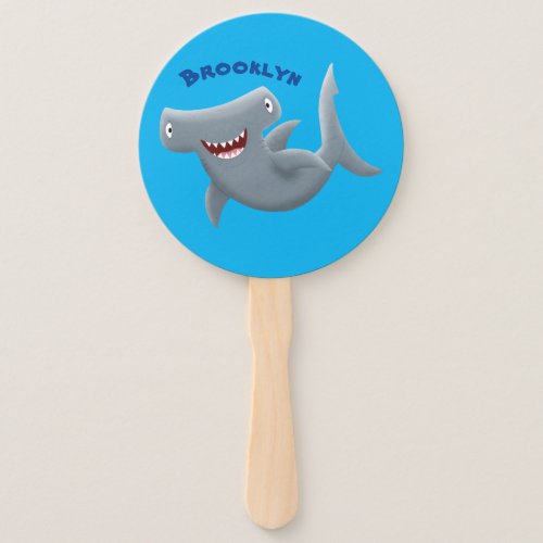 Funny cute Hammerhead shark cartoon Hand Fan