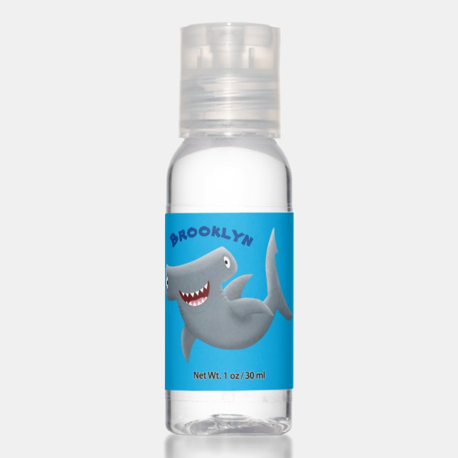 Funny cute Hammerhead shark cartoon Hand Sanitizer (Front)