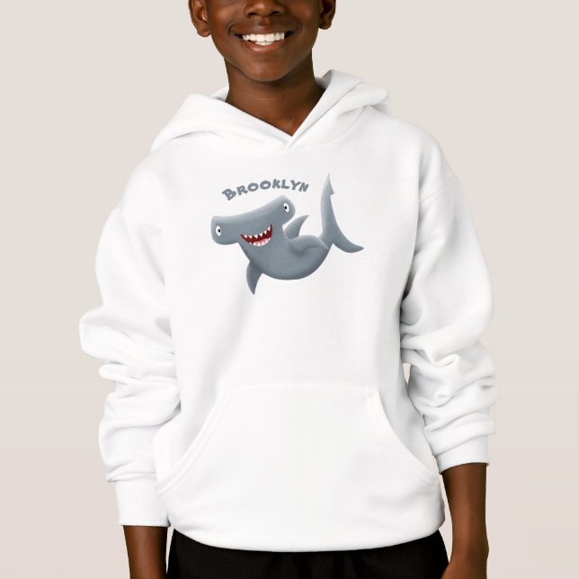 Funny cute Hammerhead shark cartoon  Hoodie (Front)