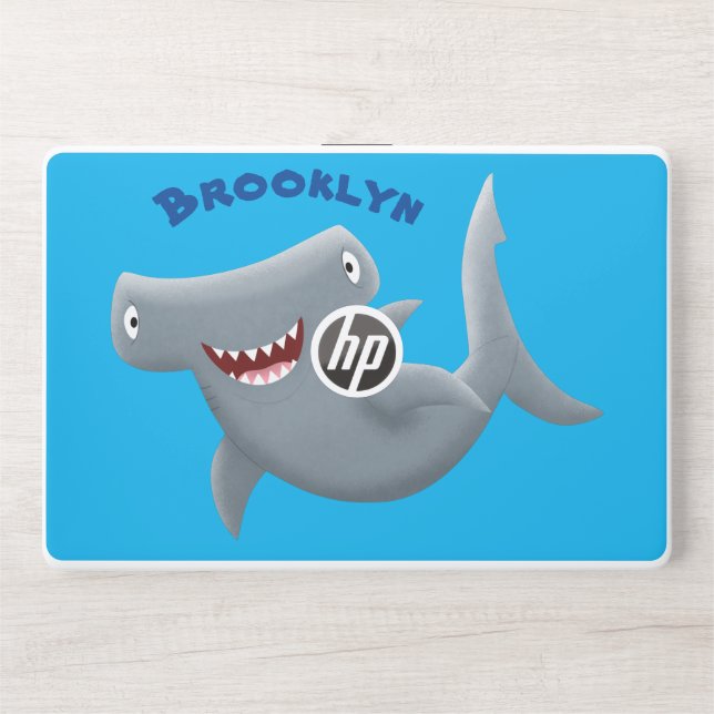 Funny cute Hammerhead shark cartoon HP Laptop Skin (Front)