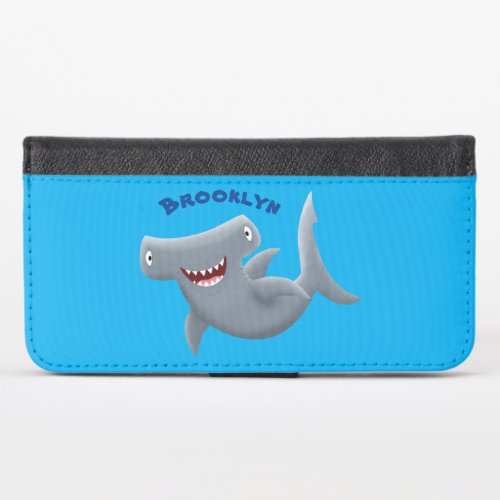 Funny cute Hammerhead shark cartoon iPhone X Wallet Case