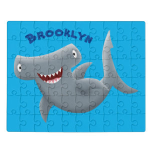 Funny cute Hammerhead shark cartoon Jigsaw Puzzle