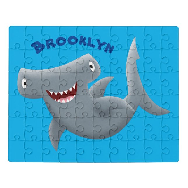 Funny cute Hammerhead shark cartoon  Jigsaw Puzzle (Puzzle Horizontal)