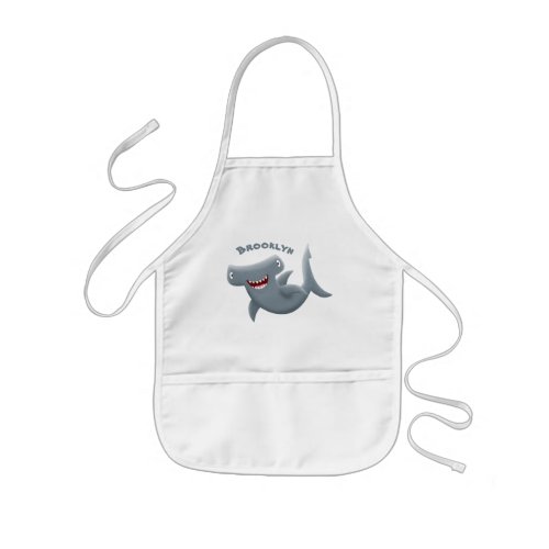 Funny cute Hammerhead shark cartoon  Kids Apron