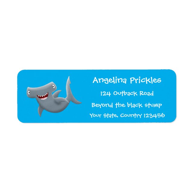 Funny cute Hammerhead shark cartoon Label (Front)