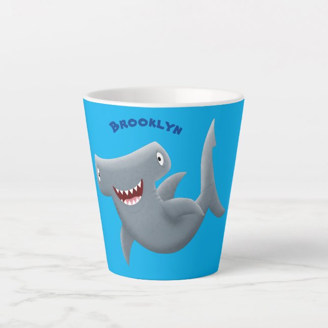 Funny cute Hammerhead shark cartoon  Latte Mug (Front)