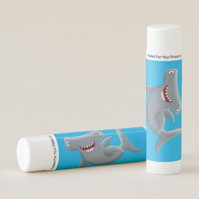 Funny cute Hammerhead shark cartoon Lip Balm (Front)