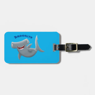 Funny cute Hammerhead shark cartoon Luggage Tag