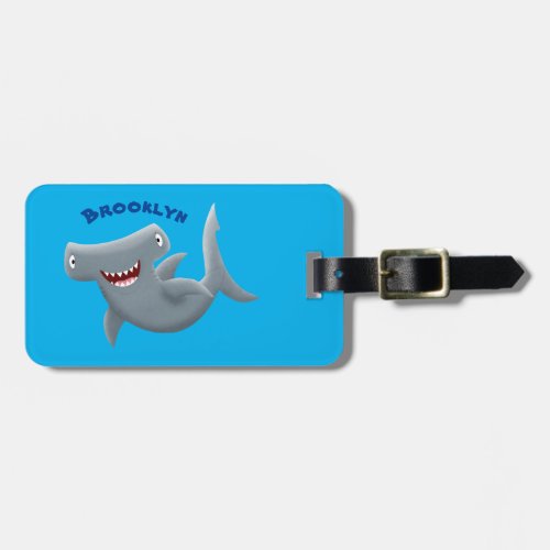 Funny cute Hammerhead shark cartoon Luggage Tag