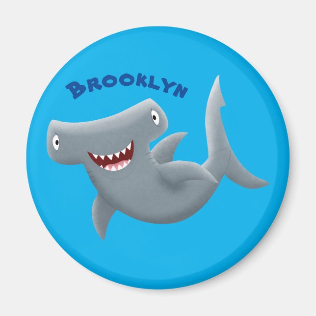 Funny cute Hammerhead shark cartoon Magnet (Front)