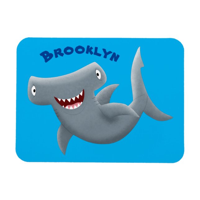 Funny cute Hammerhead shark cartoon Magnet (Horizontal)