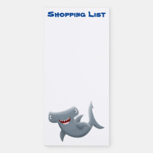 Funny cute Hammerhead shark cartoon Magnetic Notepad