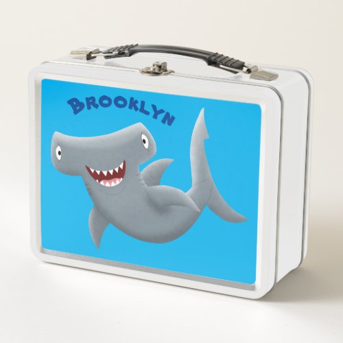 Funny cute Hammerhead shark cartoon Metal Lunch Box