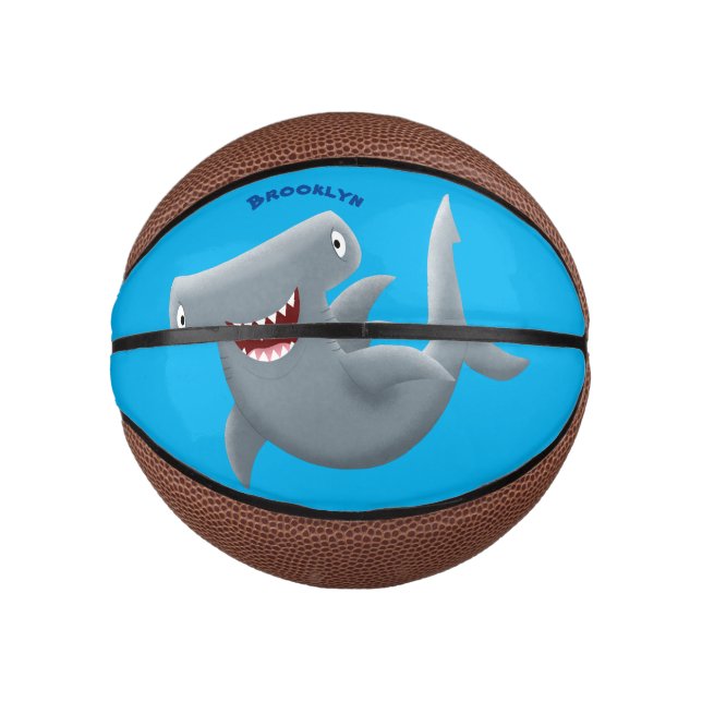 Funny cute Hammerhead shark cartoon Mini Basketball (Front)