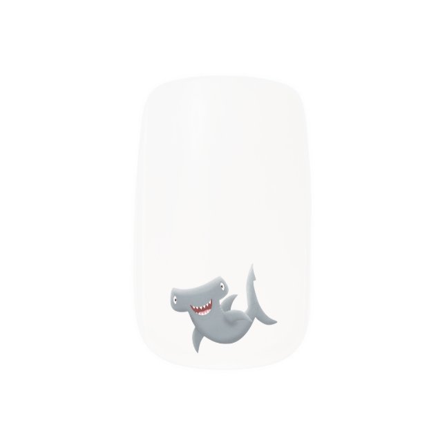 Funny cute Hammerhead shark cartoon  Minx Nail Art (Left Thumb)