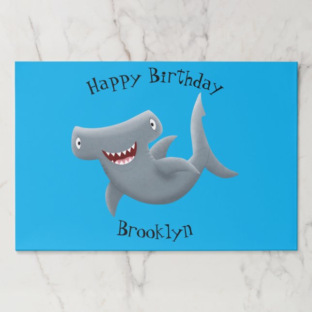 Funny cute Hammerhead shark cartoon Paper Pad (Front)