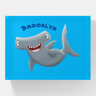 Funny cute Hammerhead shark cartoon Paperweight