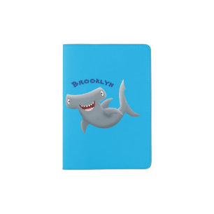 Funny cute Hammerhead shark cartoon Passport Holder