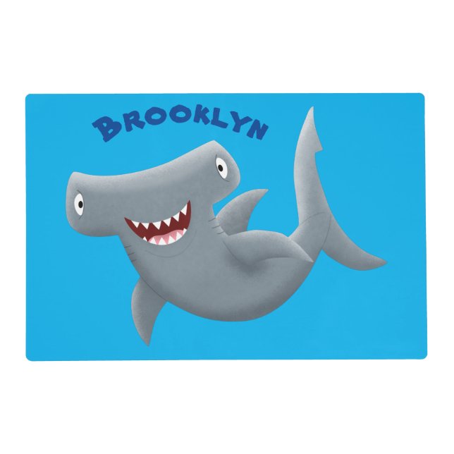 Funny cute Hammerhead shark cartoon  Placemat (Front)