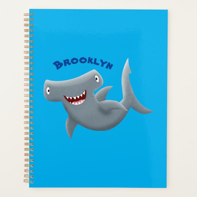 Funny cute Hammerhead shark cartoon Planner (Front)