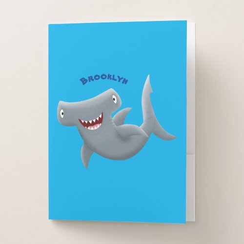 Funny cute Hammerhead shark cartoon Pocket Folder