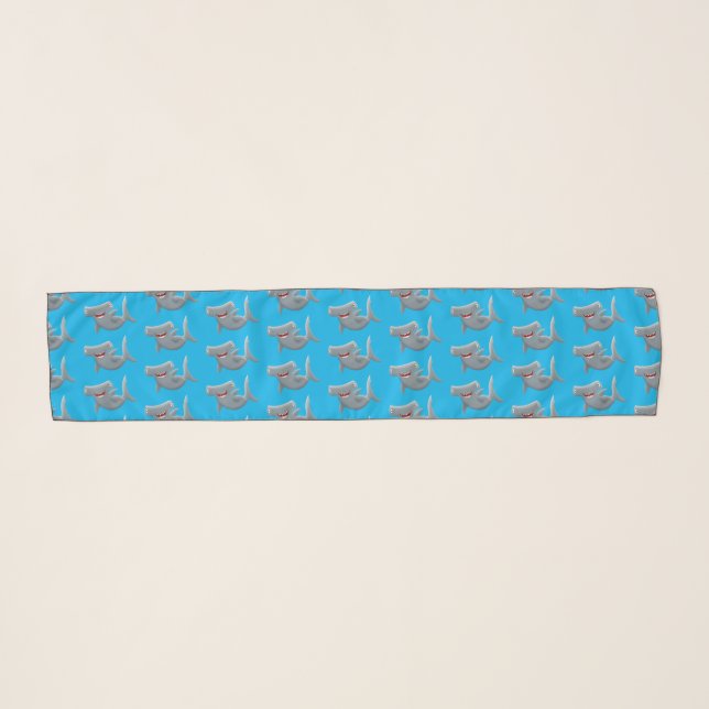 Funny cute Hammerhead shark cartoon Scarf (Front (Horizontal))