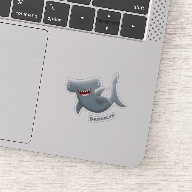 Funny cute Hammerhead shark cartoon Sticker (Detail)