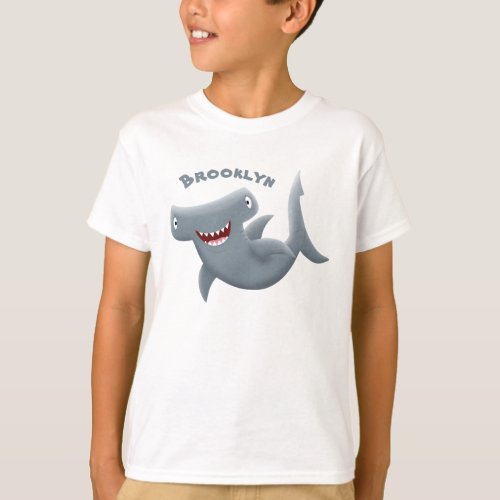 Funny cute Hammerhead shark cartoon  T_Shirt