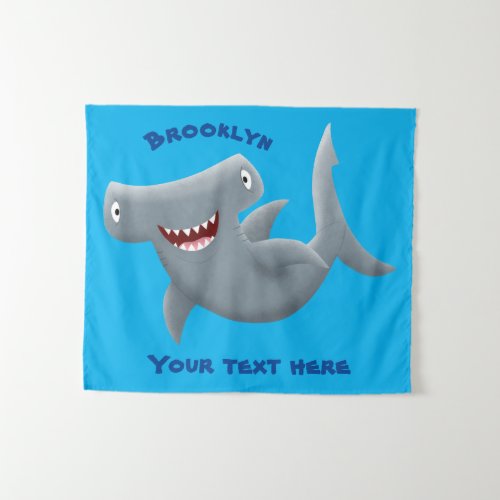 Funny cute Hammerhead shark cartoon Tapestry