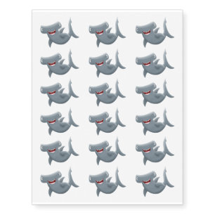 Funny cute Hammerhead shark cartoon Temporary Tattoos