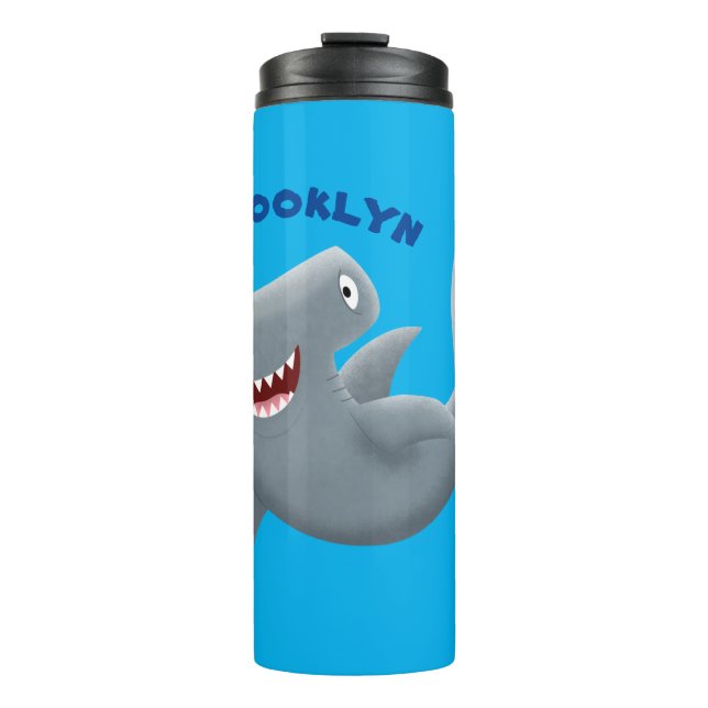 Funny cute Hammerhead shark cartoon  Thermal Tumbler (Front)
