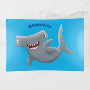 Funny cute Hammerhead shark cartoon Trinket Tray