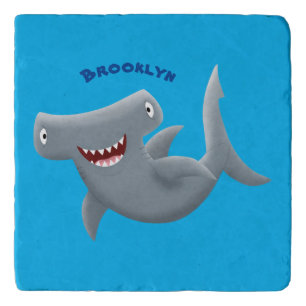 Funny cute Hammerhead shark cartoon Trivet