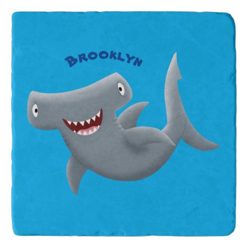 Funny cute Hammerhead shark cartoon  Trivet