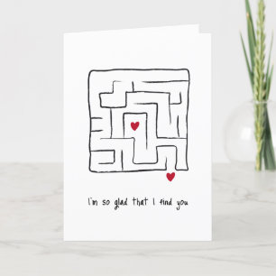 Funny Cute hand drawn Maze Valentine's day Card