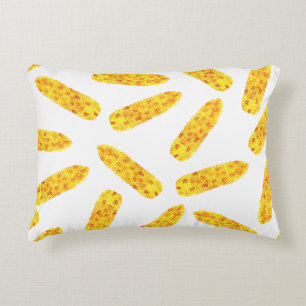 Funny Cute Hand Drawn Summer Corn on the Cob Decorative Pillow